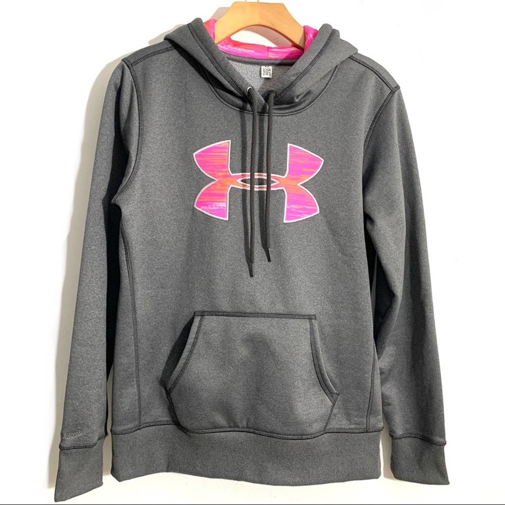 UNDER ARMOUR STORM1 COLD GEAR Fleece Hoodie Jacket Pullover GREY PINK size S